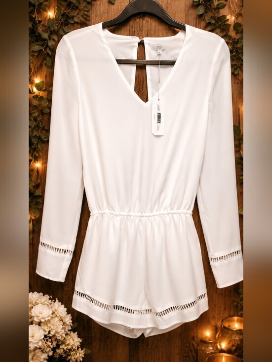 Tavik Pants - Tavik Coastal Minimalist Open Back V-Neck Long Sleeve Lightweight Romper Size M
